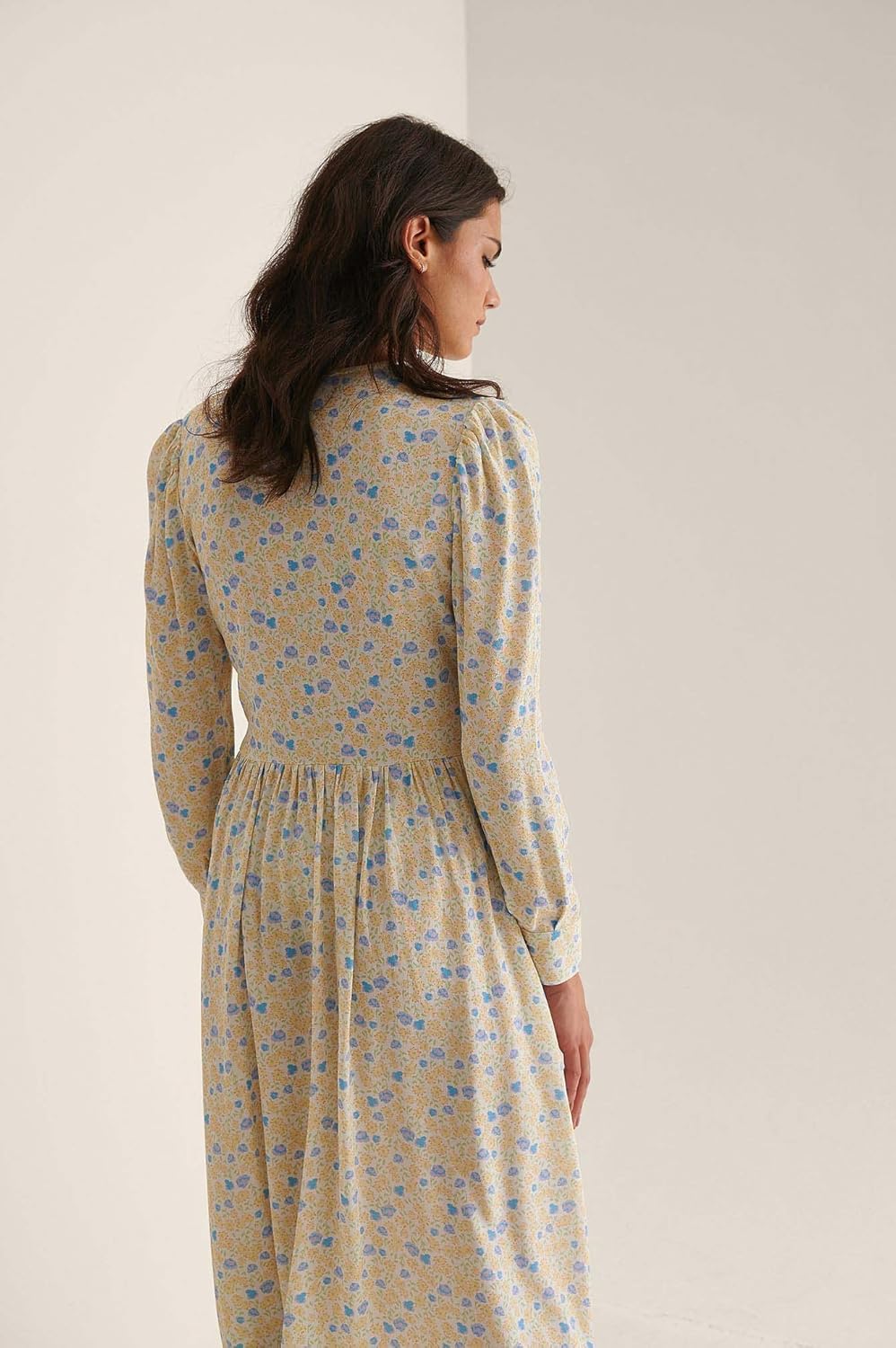 NA-KD Women's Side Slit Midi Dress Casual 44 Gelb, 44 Gelb