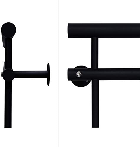 ECD Germany Französischer Balkon 90 x 184 cm mit 14 Füllstäben, Schwarz matt & rau, Stahl pulverbesc