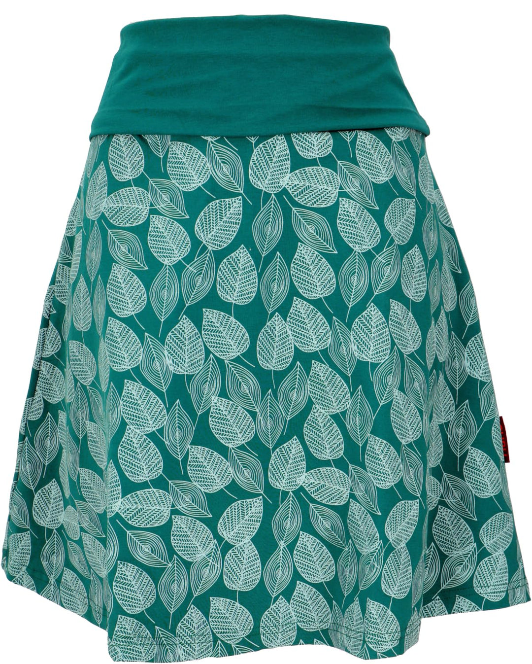 GURU SHOP Minirock aus Bio-Baumwolle, Boho Tellerrock Herbstlaub Print Organic, Damen 36 Emerald, 36