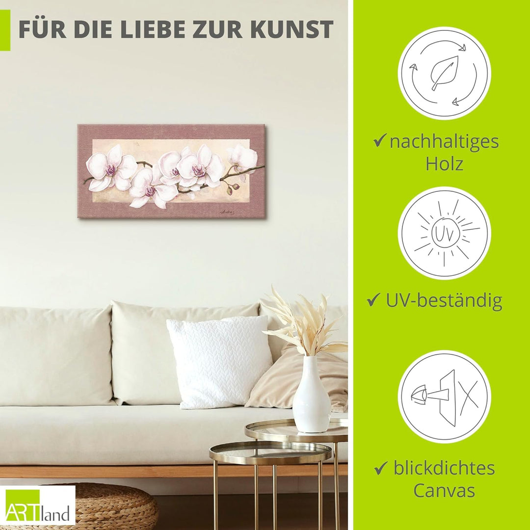 ARTland Wandbild selbstklebende Vinylfolie 100 x 50 cm Botanik Blumen Orchidee Malerei Creme A1TS Or