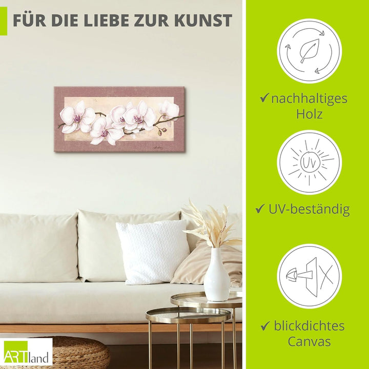 ARTland Wandbild selbstklebende Vinylfolie 100 x 50 cm Botanik Blumen Orchidee Malerei Creme A1TS Or