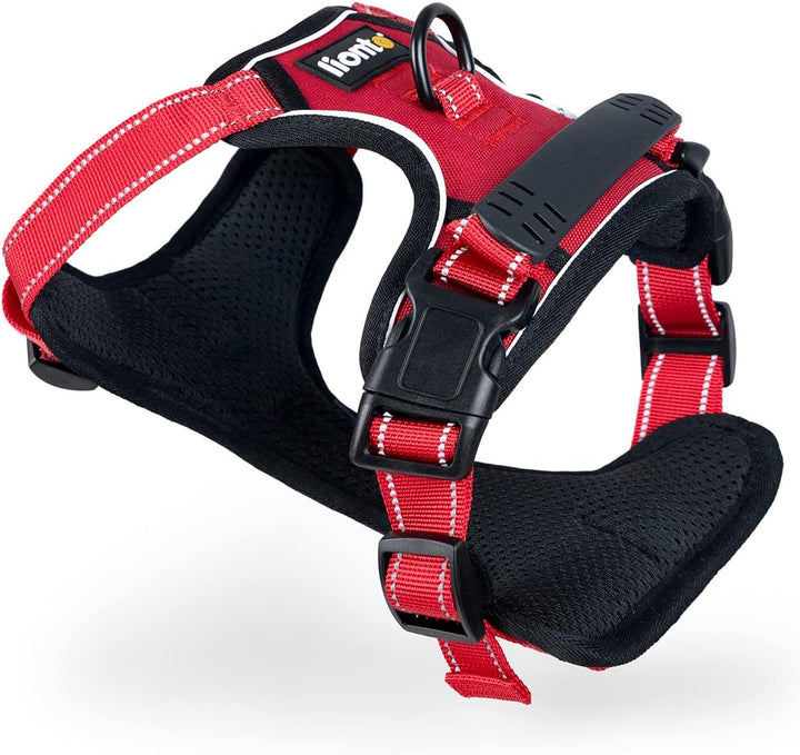 lionto Hundegeschirr gepolstert aus weichem Nylon, Grösse S, reflektierendes Anti Zug Geschirr für H