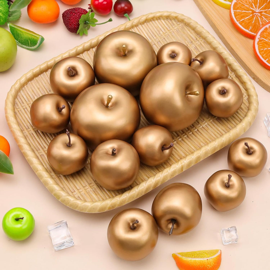 Gresorth 15 Stück Künstliche Goldene Apfel Dekoration Gefälschte Obst Modell Lebensecht Gemüse Anzei