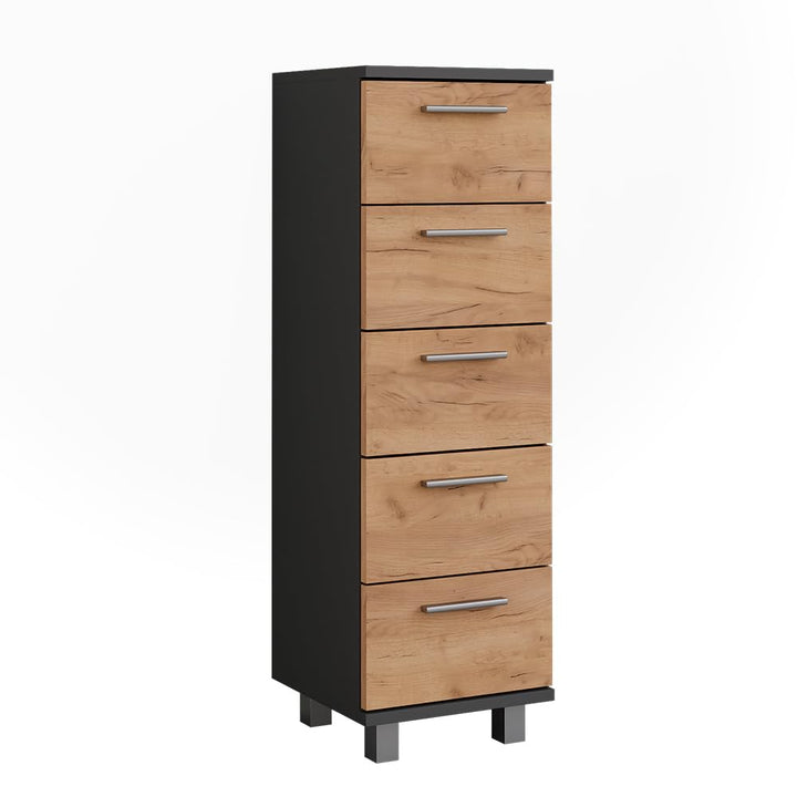 Vicco Midischrank Ilias, Anthrazit/Goldkraft Eiche, 30.2 x 95 cm | zur Wandmontage geeignet und komb