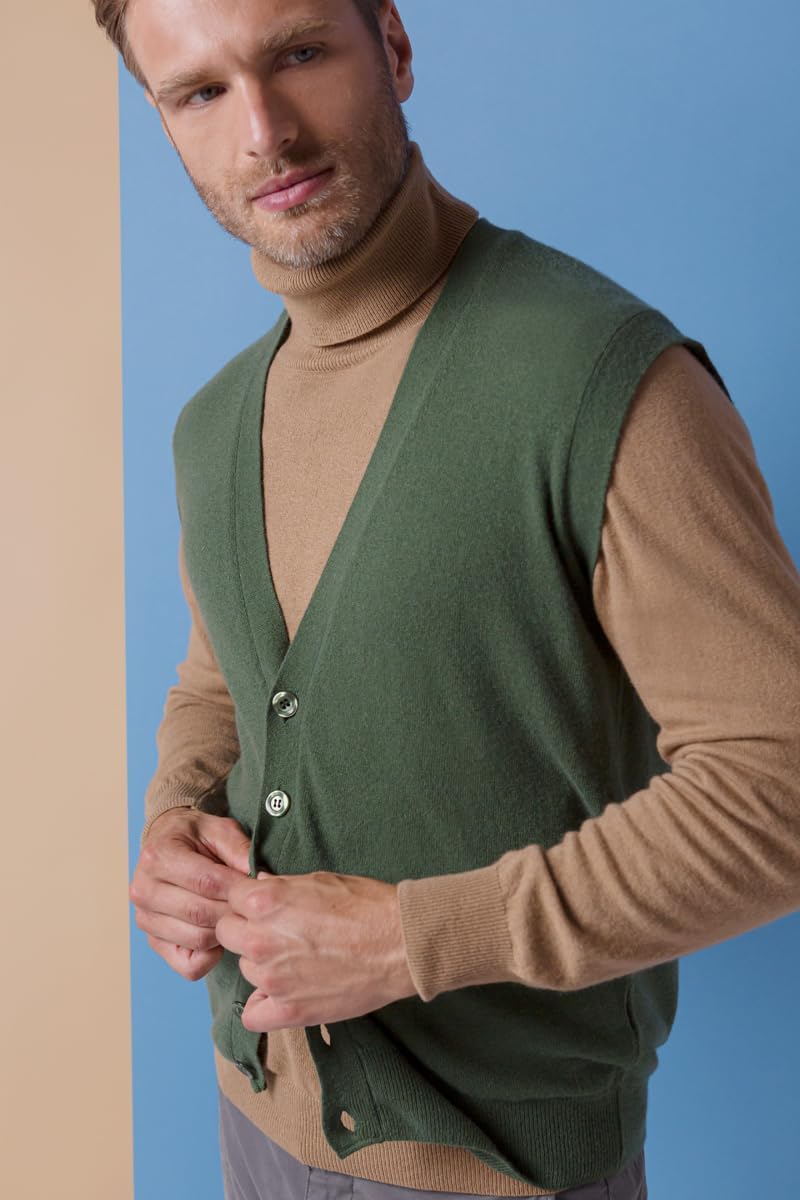 Dalle Piane Cashmere - Weste mit Knöpfen aus Kaschmirmischung, Made in Italy - Herren XL Schwarz, XL