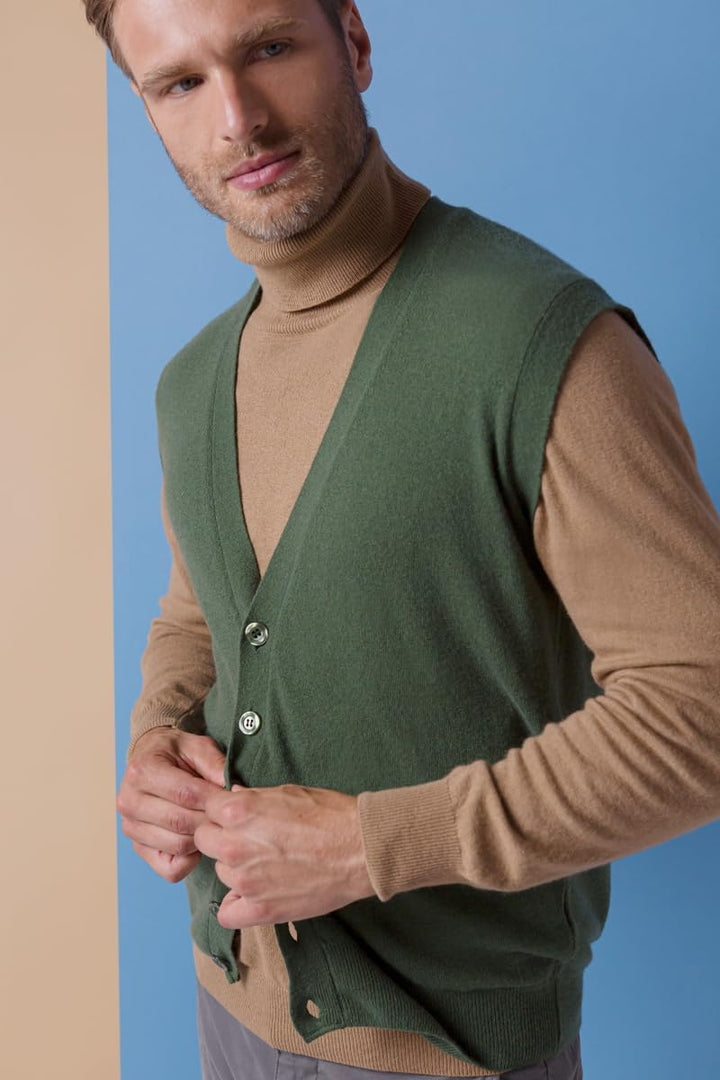 Dalle Piane Cashmere - Weste mit Knöpfen aus Kaschmirmischung, Made in Italy - Herren XL Schwarz, XL