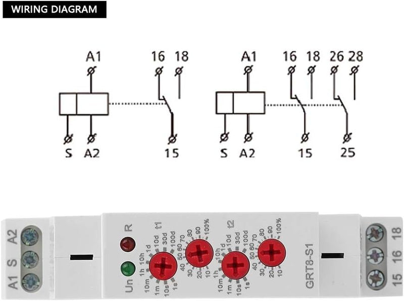 Zeitrelais, GRT8-S1 AC 230 V Mini Asymmetrischer Zyklus-Timer EIN/AUS Wiederholungszyklus-Zeitrelais
