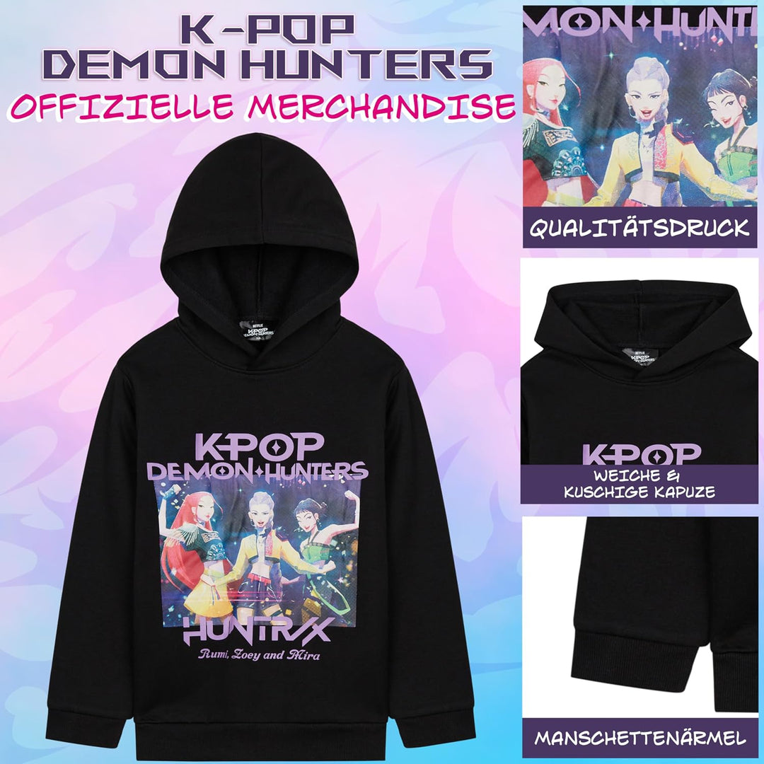 KPop Demon Hunters Offiziell Hoodie Mädchen Teenager, Taschen Fleece Pullover, Anime Huntrix Saja Bo