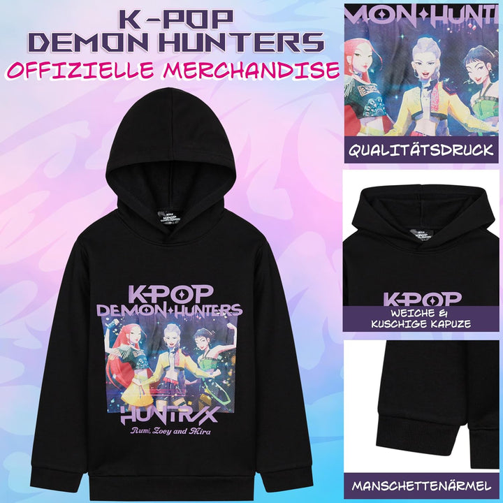KPop Demon Hunters Offiziell Hoodie Mädchen Teenager, Taschen Fleece Pullover, Anime Huntrix Saja Bo