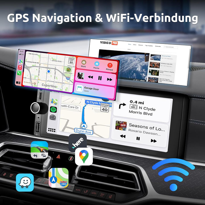 ESSGOO 4+64G Autoradio mit Wireless Carplay und Android Auto, 5, 1Din HD Bildschirm Auto Display Rad