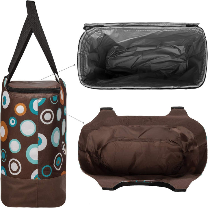 anndora 2 in 1 Einkaufstasche mit Isoliertasche - doppeltes Volumen - Farbwahl Braun Hellblau, Braun