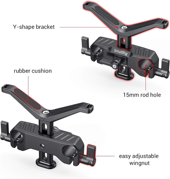 SMALLRIG Lange Linse Unterstützung mit 15mm Stangenklemme (34.5mm Höhenverstellbar) -BSL2680