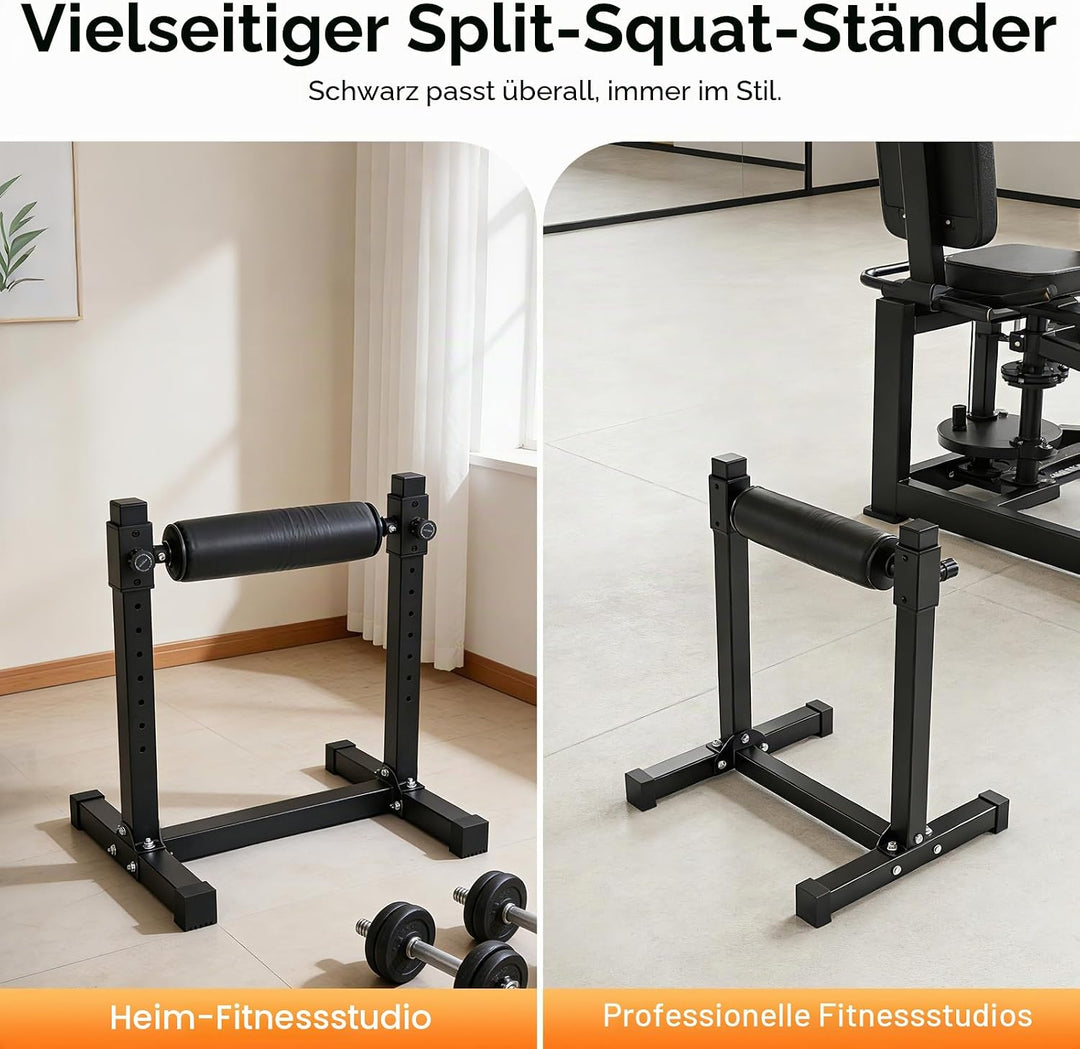 Bulgarischer Split Squat Stand, Single Leg Squat Roller Stand mit 9 Verstellbaren Rollenhöhen Lower