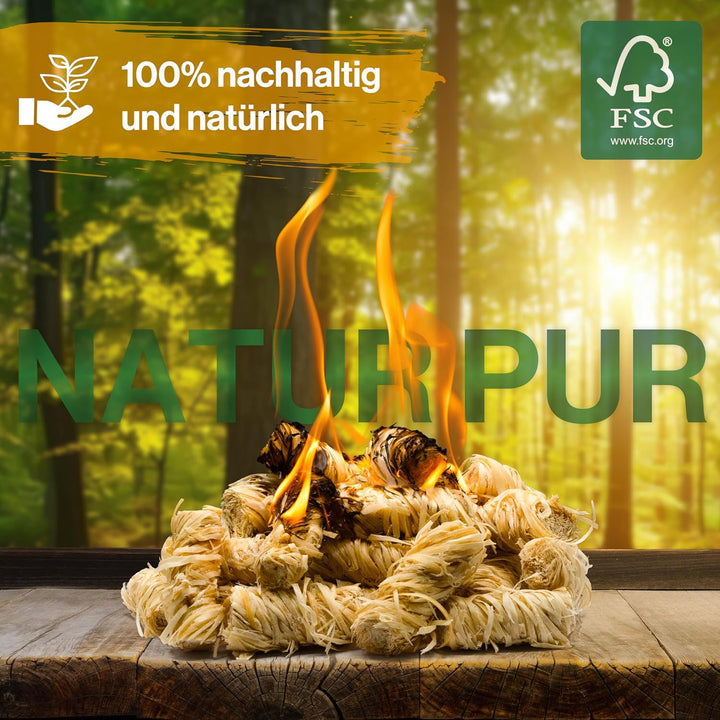 ZÜNDUNG Grill- und Kaminanzünder 10 kg Holzwolle Wachs, 100% nachhaltige Bio Grillanzünder Holzwolle