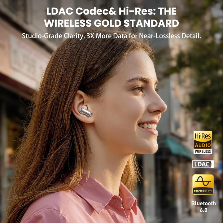 TOZO NC20 Bluetooth-Kopfhörer 6.0,6 Mics & ENC AI für kristallklare Anrufe,LDAC Hi-Res Audio,IPX8,Ve