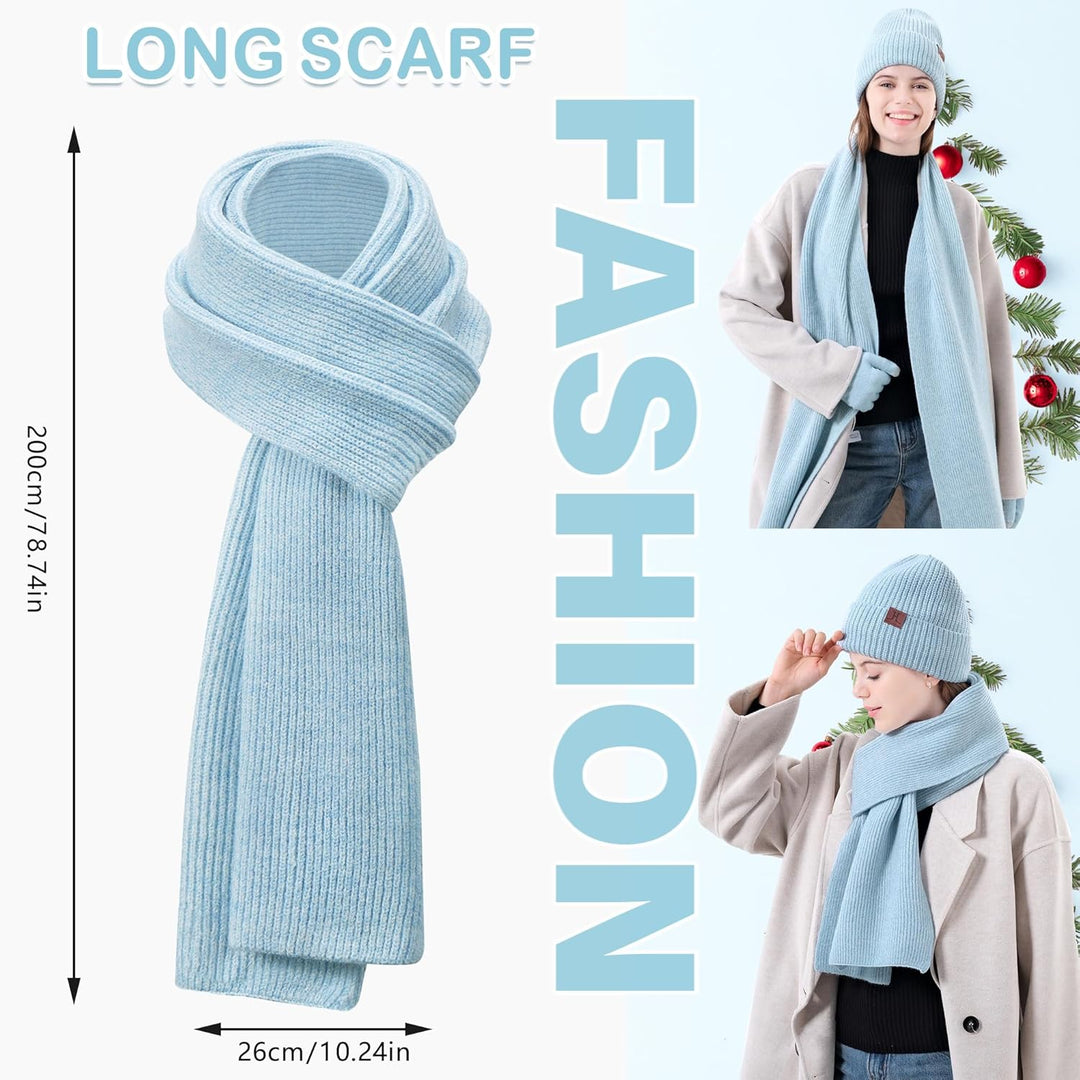 ZASFOU Damen Winter Mütze Schal Touchscreen Handschuhe Set Thermo Beanie Wintermütze Strickmütze Sch