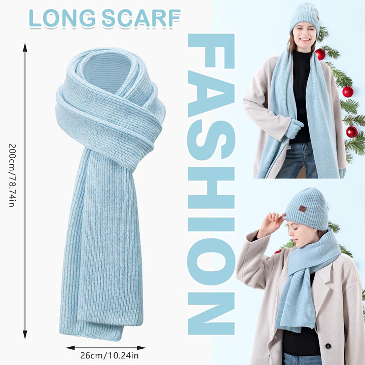 ZASFOU Damen Winter Mütze Schal Touchscreen Handschuhe Set Thermo Beanie Wintermütze Strickmütze Sch