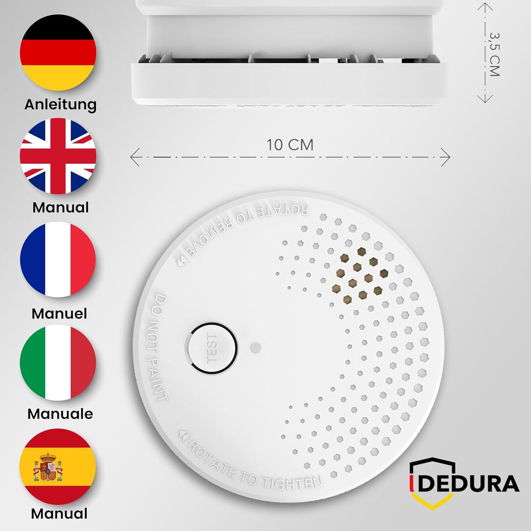 Rauchmelder 5er Set mit 10 Jahre Garantie BSI Zertifiziert nach DIN EN14604 inkl. 9V Batterie Rauchw