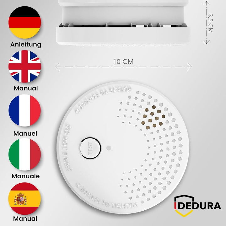 Rauchmelder 5er Set mit 10 Jahre Garantie BSI Zertifiziert nach DIN EN14604 inkl. 9V Batterie Rauchw