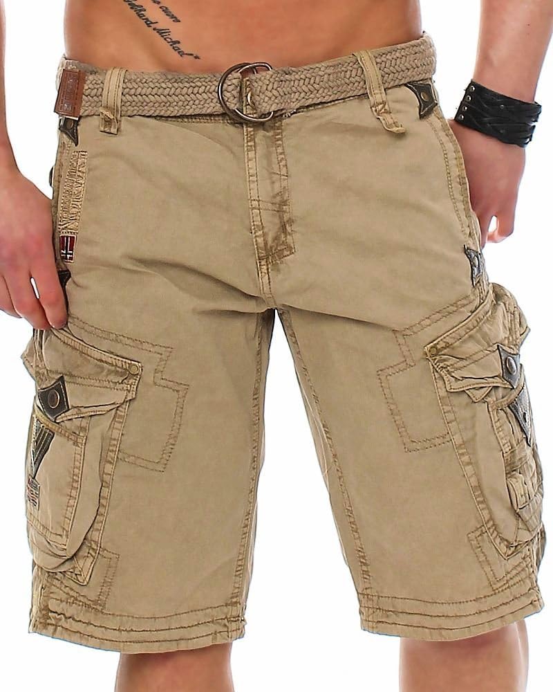 Geographical Norway Herren Kurzehose Perle Cargo Short Kurze Hose Bermuda M Beige, M Beige