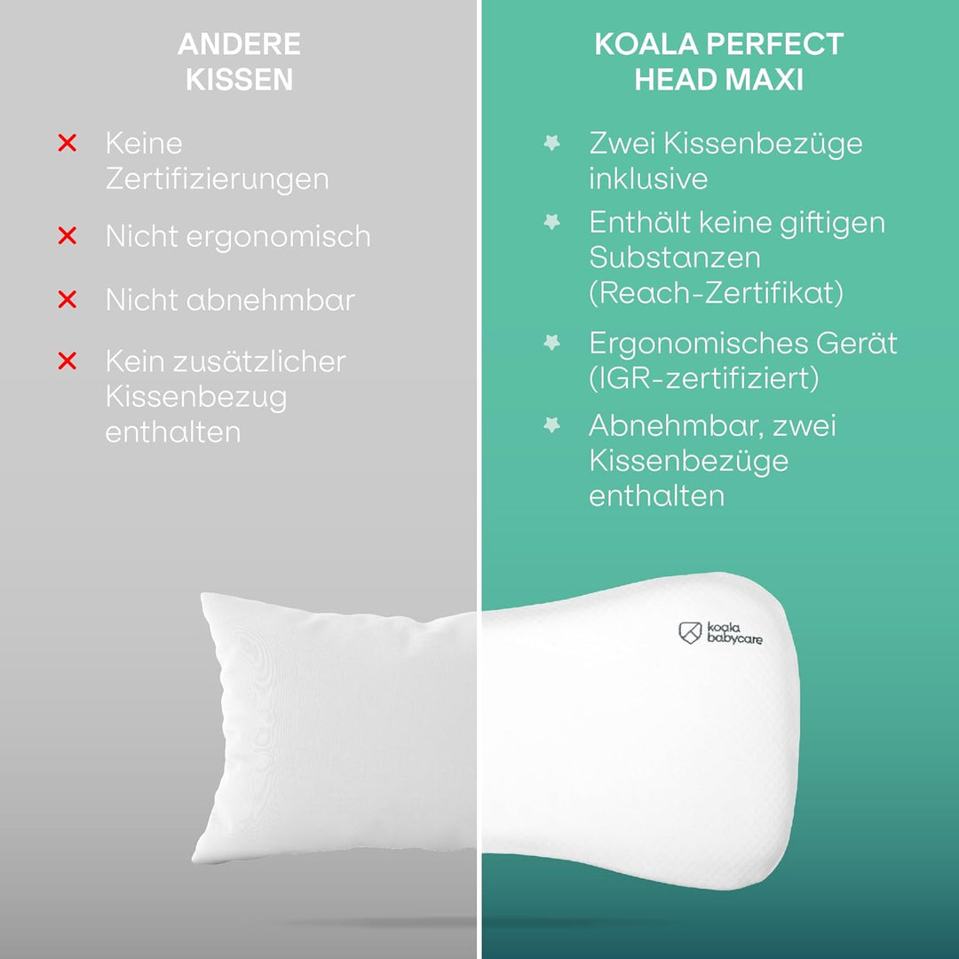 KOALA BABYCARE Babykissen Plagiozephalie bis 36 Monaten, abnehmbar für das Kinderbettchen. Hilft bei