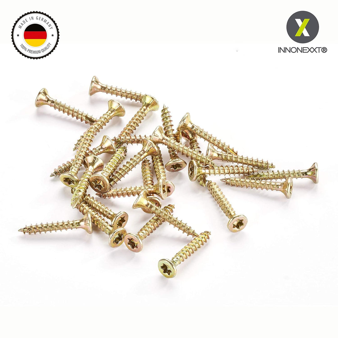 INNONEXXT® Premium Spanplattenschrauben | 3,0 x 20 mm | Fräsrippen | Cut-Spitze | Terrassenschrauben
