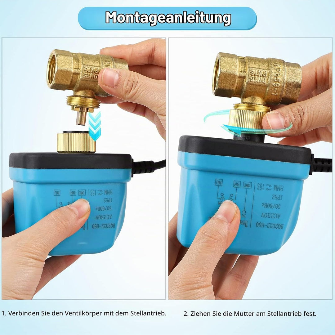 SWAWIS 2 Wege Kugelventil Motorkugelhahn Zonenventil DN15 G1/2 Zoll AC 230V Motorventil Elektrisches