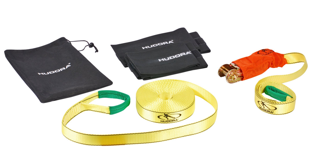 HUDORA Slackline Set mit Baumschutz - Balancierseil - 76656