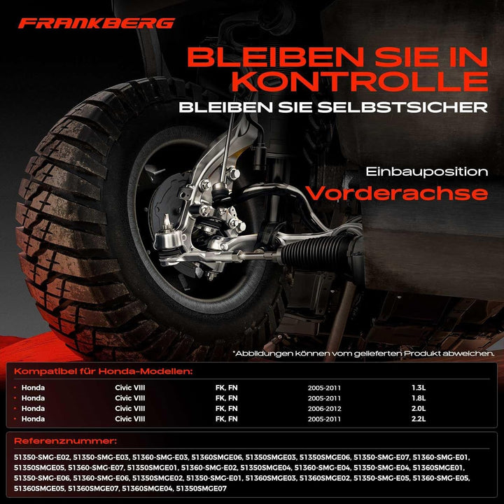 Frankberg 2x Querlenker Vorderachse Unten Kompatibel mit Civic VIII Hatchback FN FK 1.3L-2.2L 2005-2