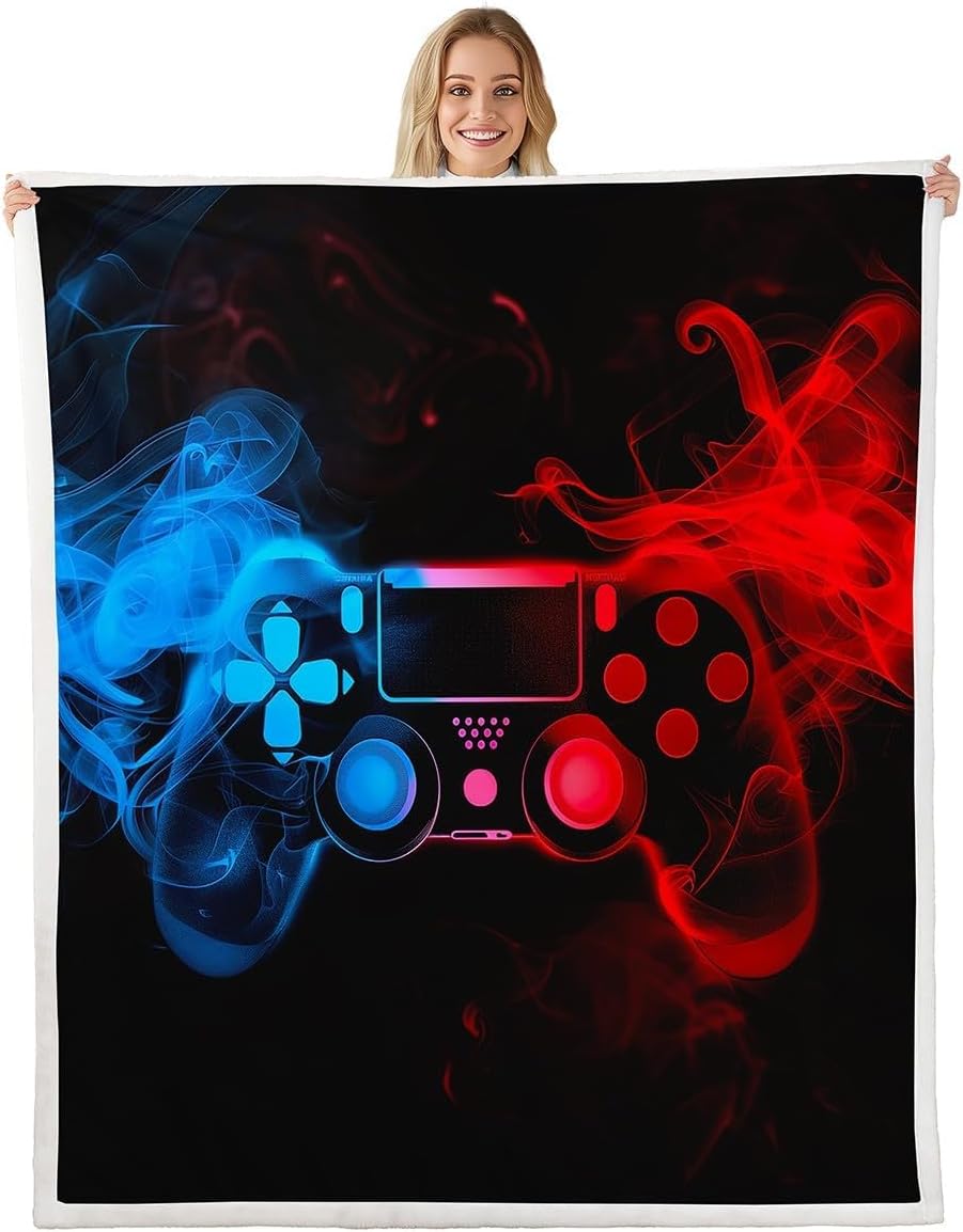 Homewish Spielen-Fleecedecke für Kinder Jungen Spielcontroller Überwurfdecke Teenager Spieler Bettde