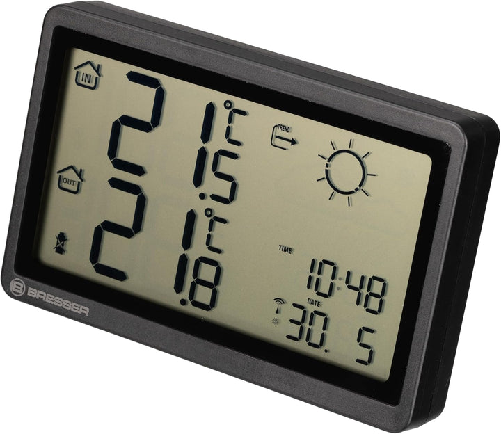 Bresser Funkwetterstation Meteo Temp HZ Schwarz - Mit präziser Innen- und Aussentemperaturmessung un