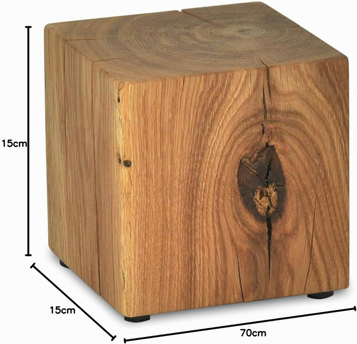 ms factory Holzblock Eiche Massiv - Handgefertigter Holzklotz - Rustikale Holzsäule - Beistelltisch