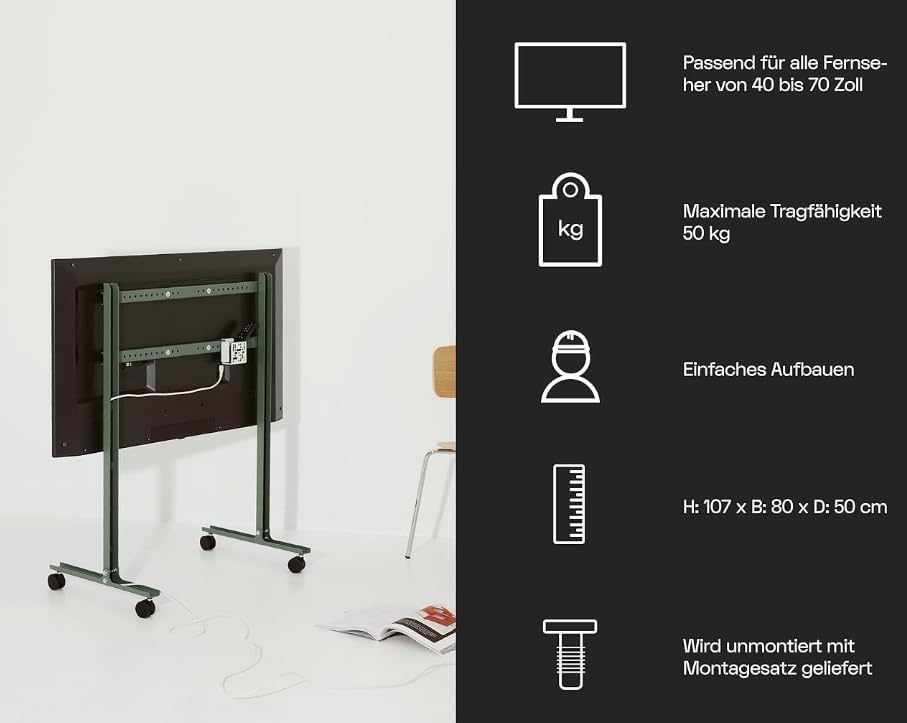 Pedestal Straight Rollin’ TV Ständer mit Rollen für Fernseher 40 bis 70 Zoll | Fernsehständer &amp; TV W