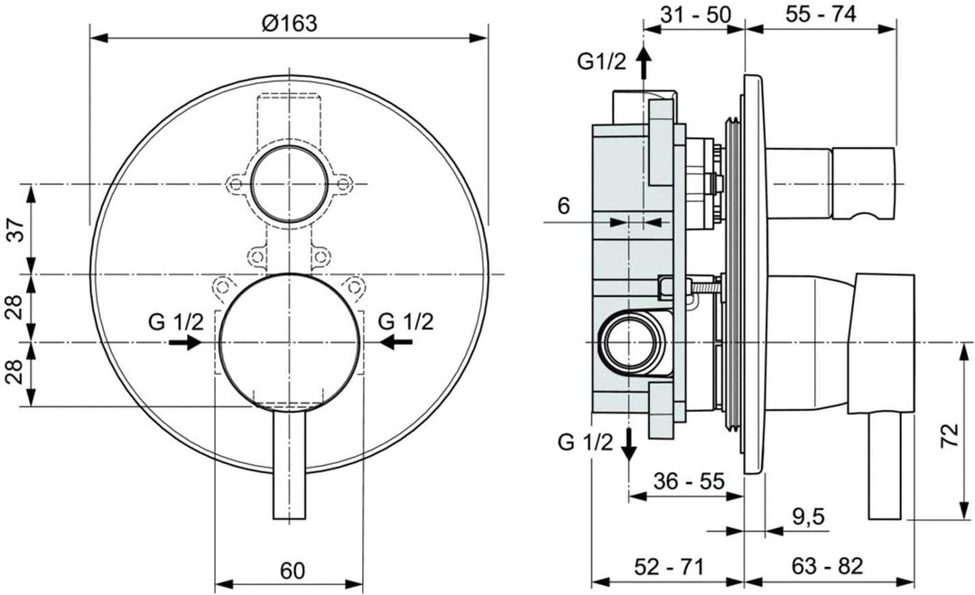 Ideal Standard A6939AA Ceraline Miscelatore incasso vasca doccia, completo, cromato Einhebelmischer
