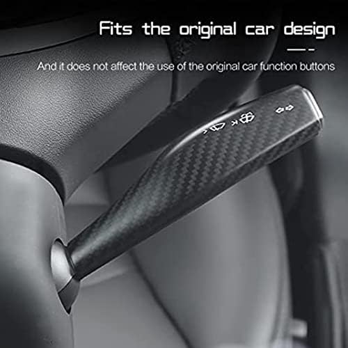 Focket 2PCS Lenkradhebelabdeckung Schalthebelabdeckung für Tesla Model 3 Y 2016-2023, Carbon Fiber W