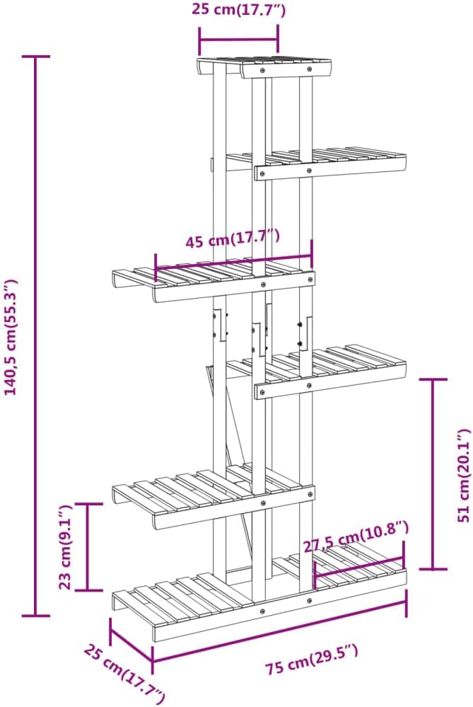 vidaXL Blumenständer, Pflanzenregal Holz, Blumenregal für Wohnzimmer Balkon Terrasse, Pflanzenstände
