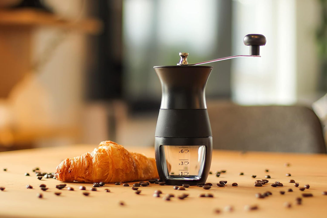 Milu Manuelle Kaffeemühle, Handkaffeemühle mit Keramikmahlwerk, Espressomühle mit verstellbaren Mahl