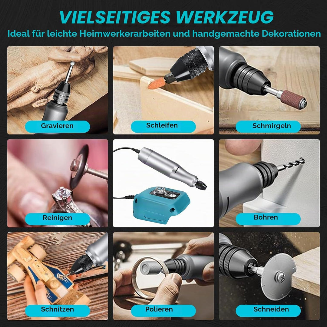 Akku Rotationswerkzeug Station kompatibel mit Makita 18V Akku, 0-18000rpm Variable Geschwindigkeit S