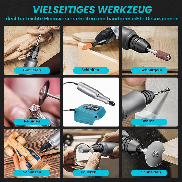 Akku Rotationswerkzeug Station kompatibel mit Makita 18V Akku, 0-18000rpm Variable Geschwindigkeit S