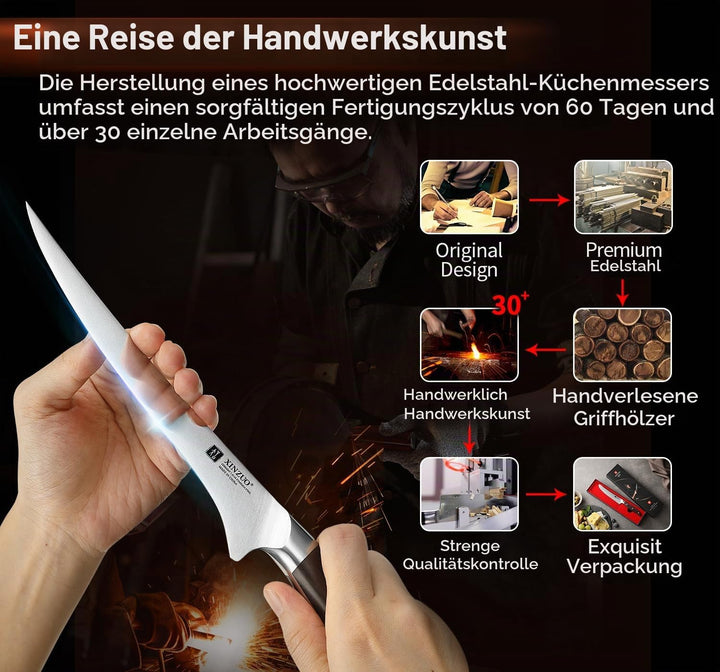 XINZUO 18,1cm Filetiermesser Deutschem 1.4116 Edelstahl,Profi Fischmesser Kochmesser,Multifunktions
