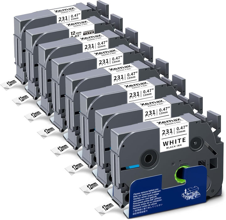 8x XemaX Kompatibel Schriftband Ersatz für Brother P-touch Bänder 12mm TZe-231 Brother 0,47'' Tape C