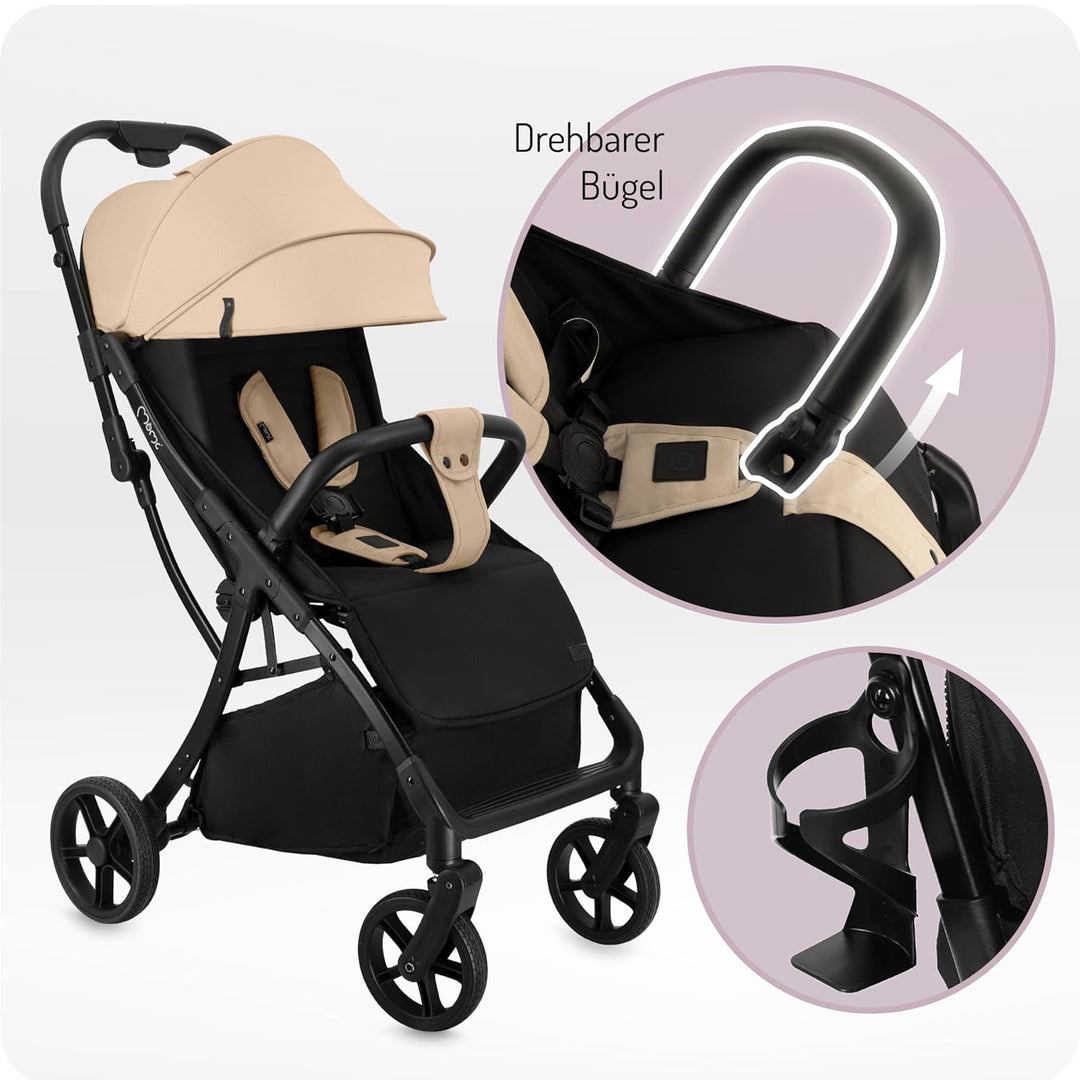 MoMi Kinderbuggy PAOLA mit automatischem Faltsystem, bis 22 kg Körpergewicht, 5-Punkt-Sicherheitsgur