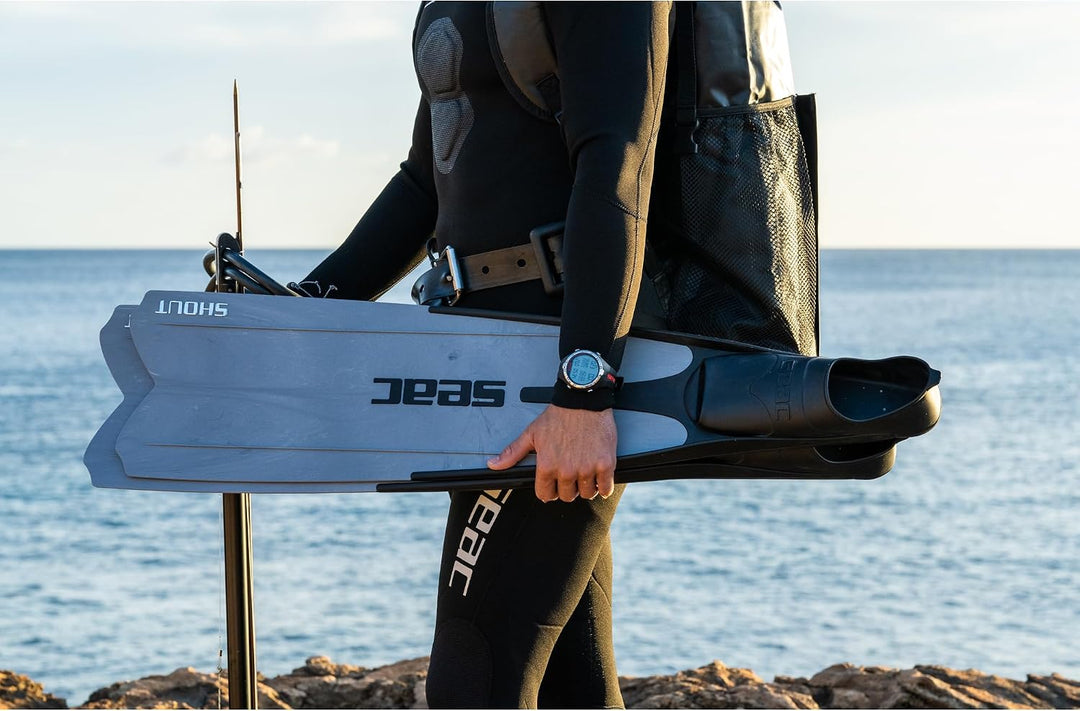 Seac Unisex-Adult Shout Lange Fussteilflossen für die Unterwasserjagd und zum Freitauchen Grau 36/38