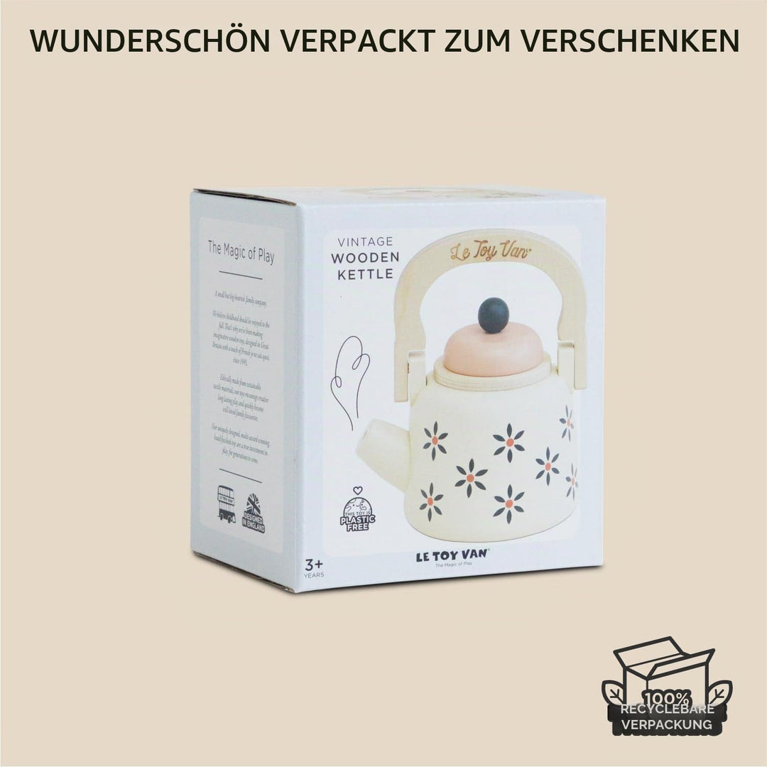 Le Toy Van - TV282 - Wasserkocher aus Holz für Kinder ab 2 Jahren, Montessori Küchenzubehör, Lernspi