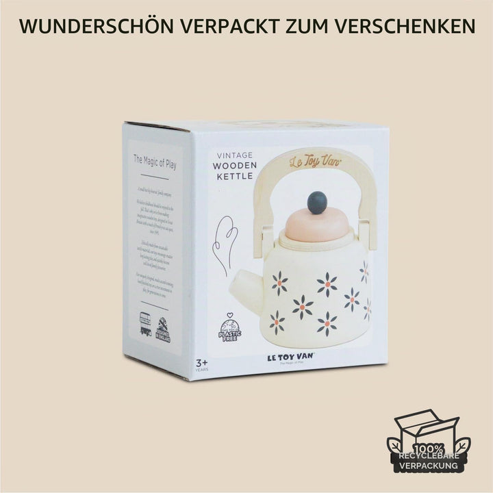 Le Toy Van - TV282 - Wasserkocher aus Holz für Kinder ab 2 Jahren, Montessori Küchenzubehör, Lernspi