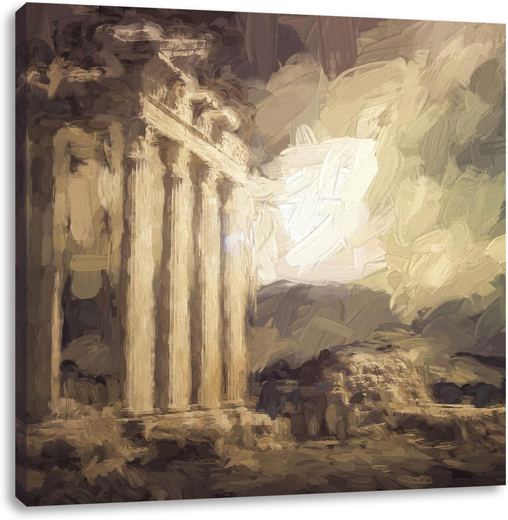 Pixxprint Apollon Tempel Ruine in Side als Leinwandbild/Grösse: 70x70 cm/Wandbild/Kunstdruck/fertig
