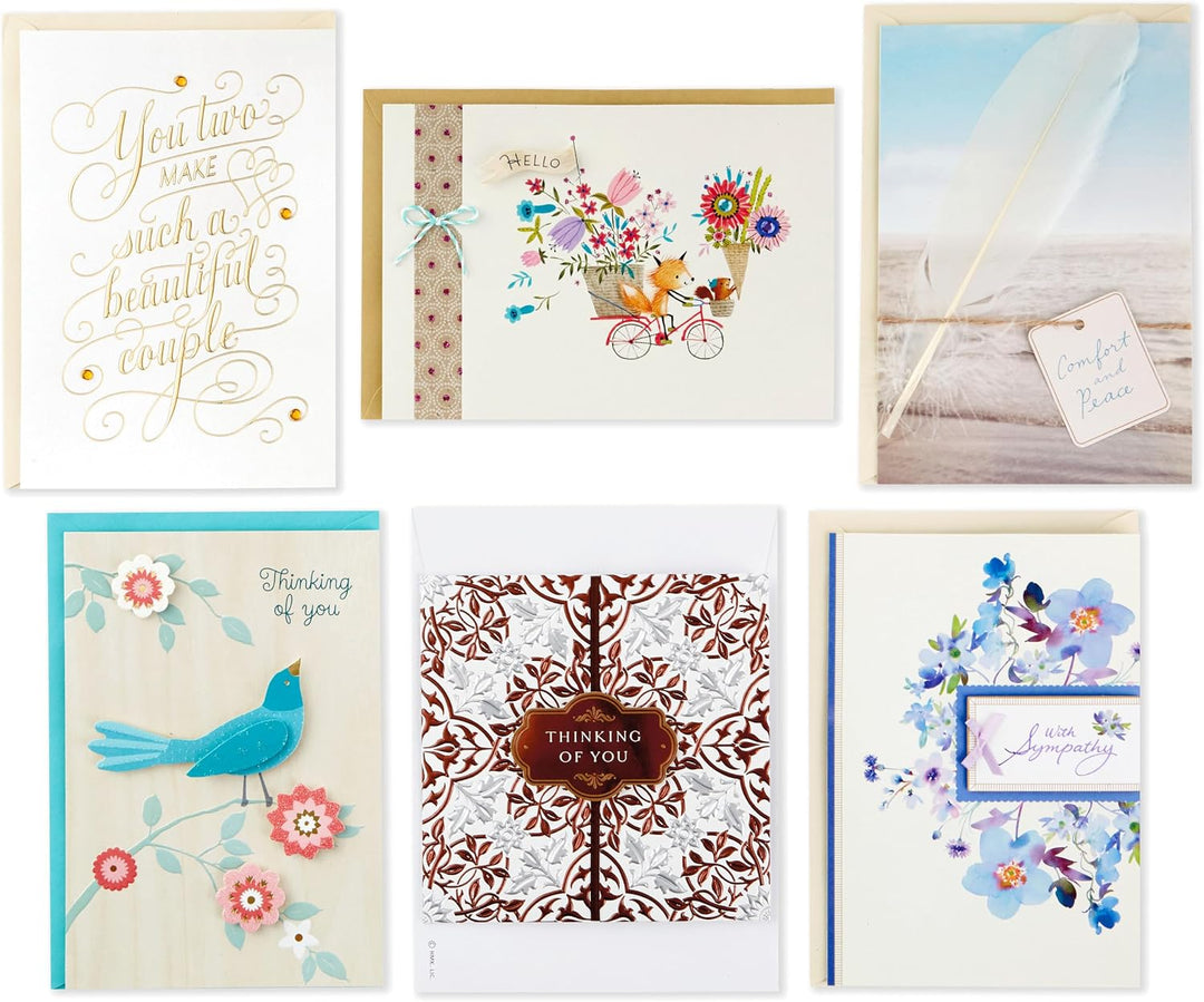 Hallmark 24 Stück handgefertigte Grusskarten in verschiedenen Boxen, modernes Blumenmuster, Geburtst