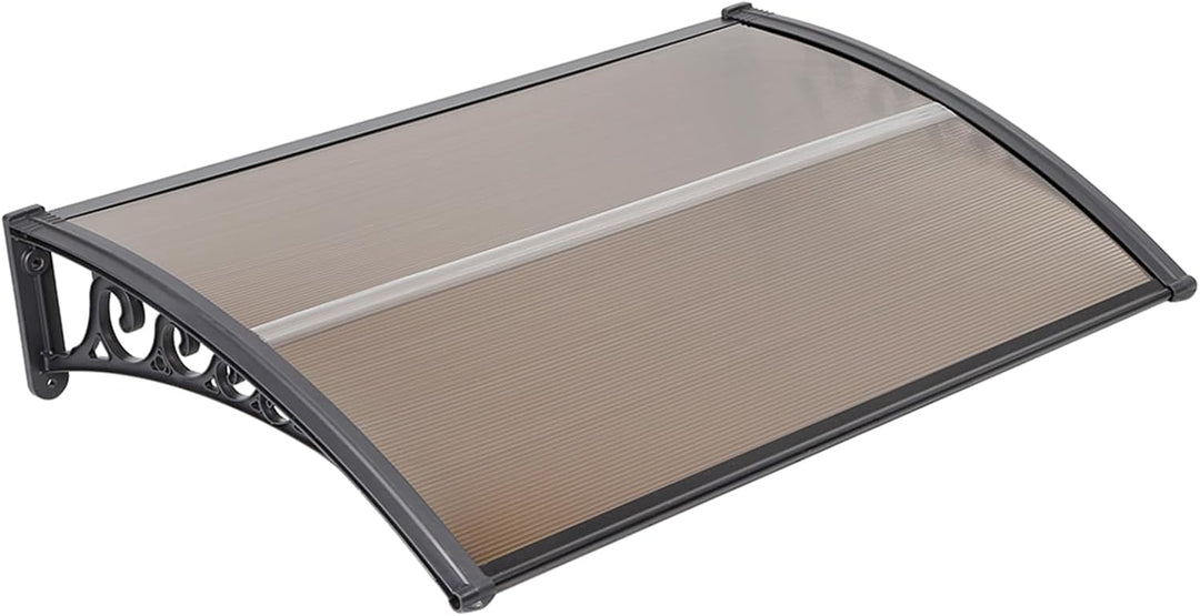 Homewell Vordach für Haustür 100 x 100cm Braun, Modern Überdachung Haustür aus PC-Hohlplatte, PP-Kun
