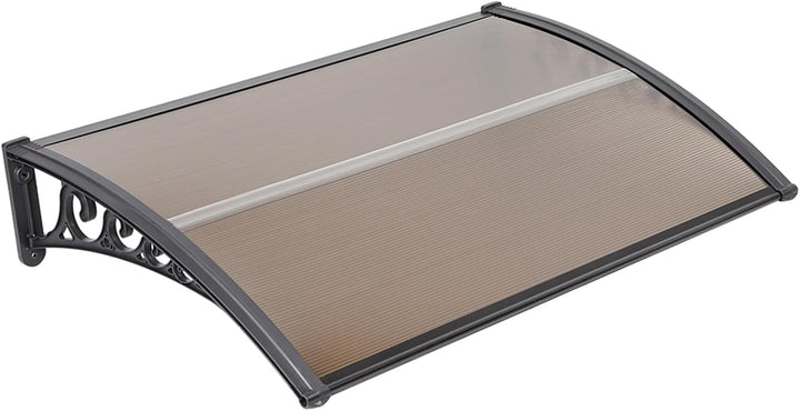Homewell Vordach für Haustür 100 x 100cm Braun, Modern Überdachung Haustür aus PC-Hohlplatte, PP-Kun