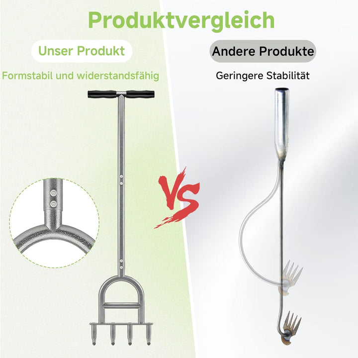2 in 1 Rasenlüfter mit Unkrautstecher, 4-Loch-Kern Aerifizierer für Rasen, Rutschfester T-Griff, Ras